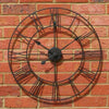 Garden Wall Clock Metal Large Skeleton Roman Numeral Home Open Face Round Clocks