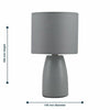 Grey Ceramic 25cm Modern Table Lamp Bedside Light with Matching Shade