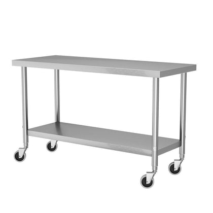 5ft Mobile Commercial Catering Table Stainless Steel Work Bench Kitchen Worktop