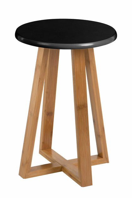 Interiors By Premier Viborg Black Bamboo Round Stool Contemporary Design