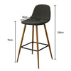2 Pcs Dark Grey Bar Stools Fabric Pub Chairs Kitchen Pub Metal Legs Breakfast