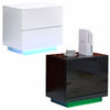 LED Bedside Table High Gloss Nightstand RGB Lights with 2 Drawer Storage Cabinet