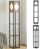 4 Tier Shelf Floor Lamp w/ Shade Standing Light Open Shelves Storage Living Room