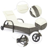 Single Sun Lounger Rattan Sun Bed Garden Folding Recliner Chair w/ Cushion Grey