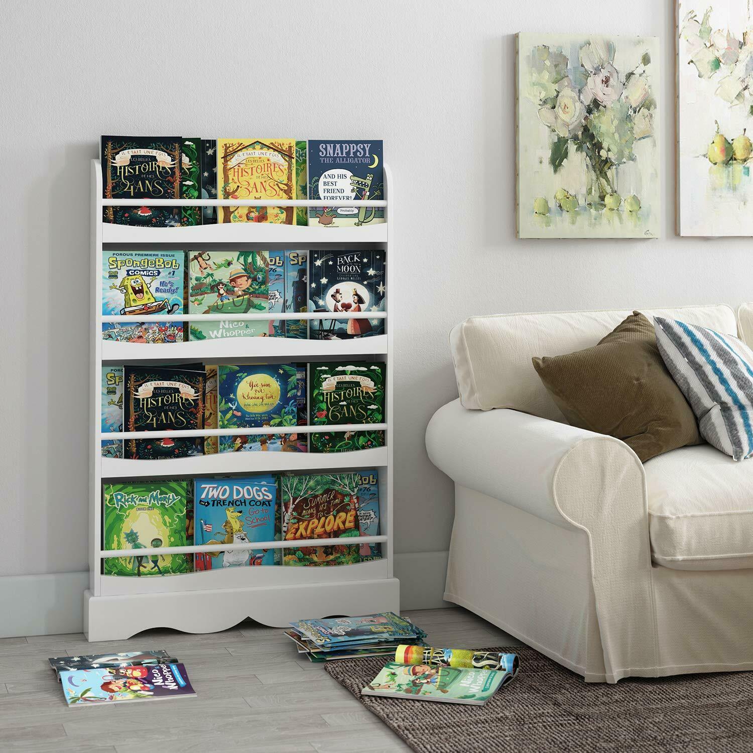 Children Kid ToyBook Storage Rack Bookcase Large Display Bookshelf Tidy Shelving