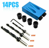 14PC Silverline Pocket Hole Jig Kit Screw Dowel Drill Sets Locator Joint Tools