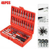 46Pcs 1/4" Screwdriver Drive Socket Set Tool Ratchet Bit Torx Hex Screw