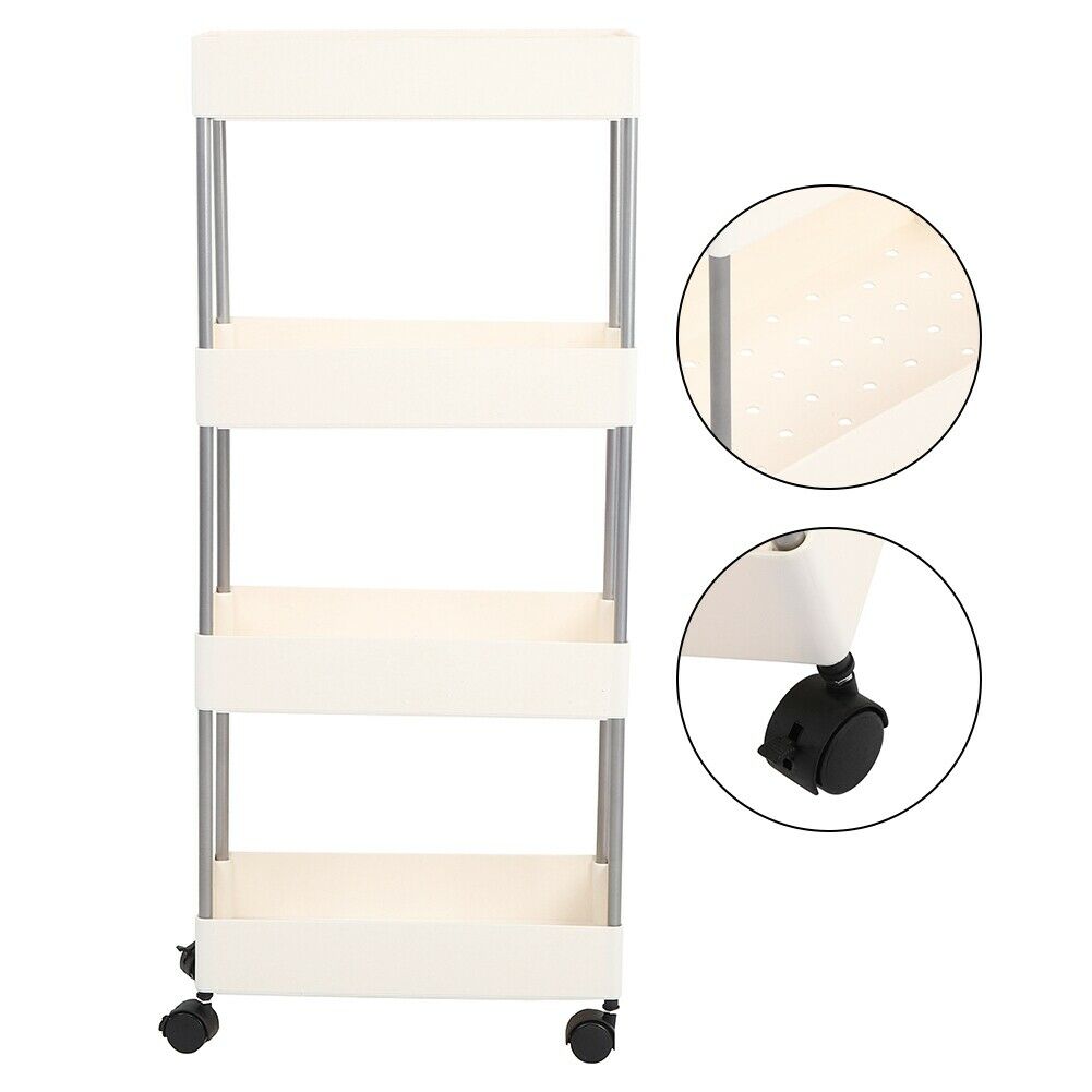 Slim Slide Out Kitchen Trolley Rack Holder Storage Shelf Organiser Mobile Stand