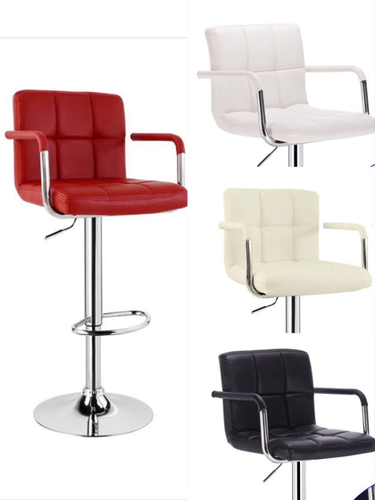 1x Bar Stools Bar Chairs Breakfast Stools for Kitchen Leather Adjustable Swivel