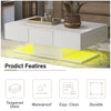 Coffee Table High Gloss Storage Cabinet LED RGB Light Drawers White Living Room