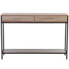 Console Table Worktop Bottom Shelf 2 Drawer Industrial Minimal Style Oak