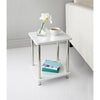 Small 2 Tier White Gloss Finish Side Table with Shelf Bedroom Coffee End Table