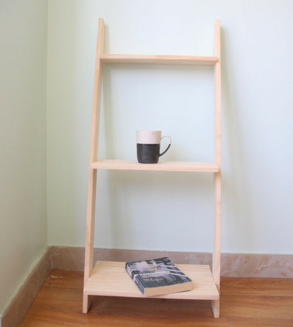 Stylish Ladder Shelving Unit 3 Tier Wall Leaning Bookcase Storage Display Stand