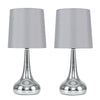 Pair of Modern Touch Dimmer Bedside Lounge Table Lamps LED Light Bulb Chrome