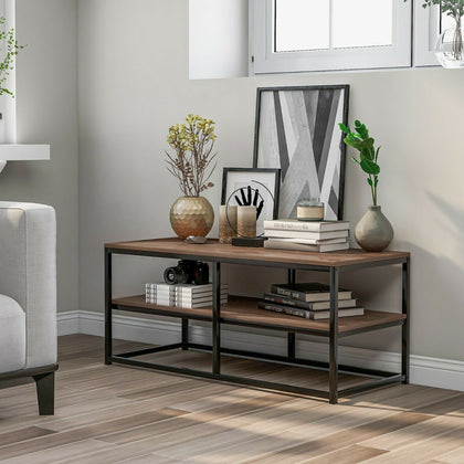 Rustic Console Table Industrial Sofa/Entry Table with Storage Open Bookshelf