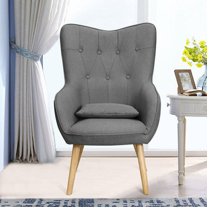 Occasional Soft Fabric Cocktail Wing High Back Armchair Tufted Retro Chair Sofa
