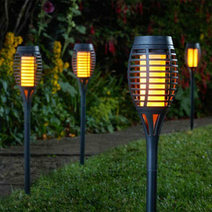 3 6PK Solar LED Garden Lights Stake Post Patio Path Outdoor Fire Flame Lighting