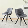 Set of 2 Grey Faux Leather Dining Chairs Metal Legs Soft Seat Living Room Office