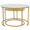2pcs Marble Vein Round Coffee Tables Set Sofa Side Nested End Tables Living Room