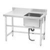 Stainless Steel Commercial Single Bowl Kitchen Sink Catering Prep Table Worktop