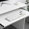Small Computer Desk White with Sliding Keyboard Tray Space Saving Writing Table