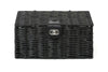 Hamper Storage Basket Black Small Resin Woven Box With Lid & Lock