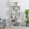 Wood Bookcase Bookshelf S Shape 6 Tier Shelves Free Shelving Storage White Unit-