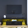 Modern TV Stand 2 Drawers Storage High Gloss Cabinet Sideboard RGB LED Light