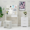 White Dressing Table Vanity Set Makeup Desk Stool Mirror Drawer for Adults Kids