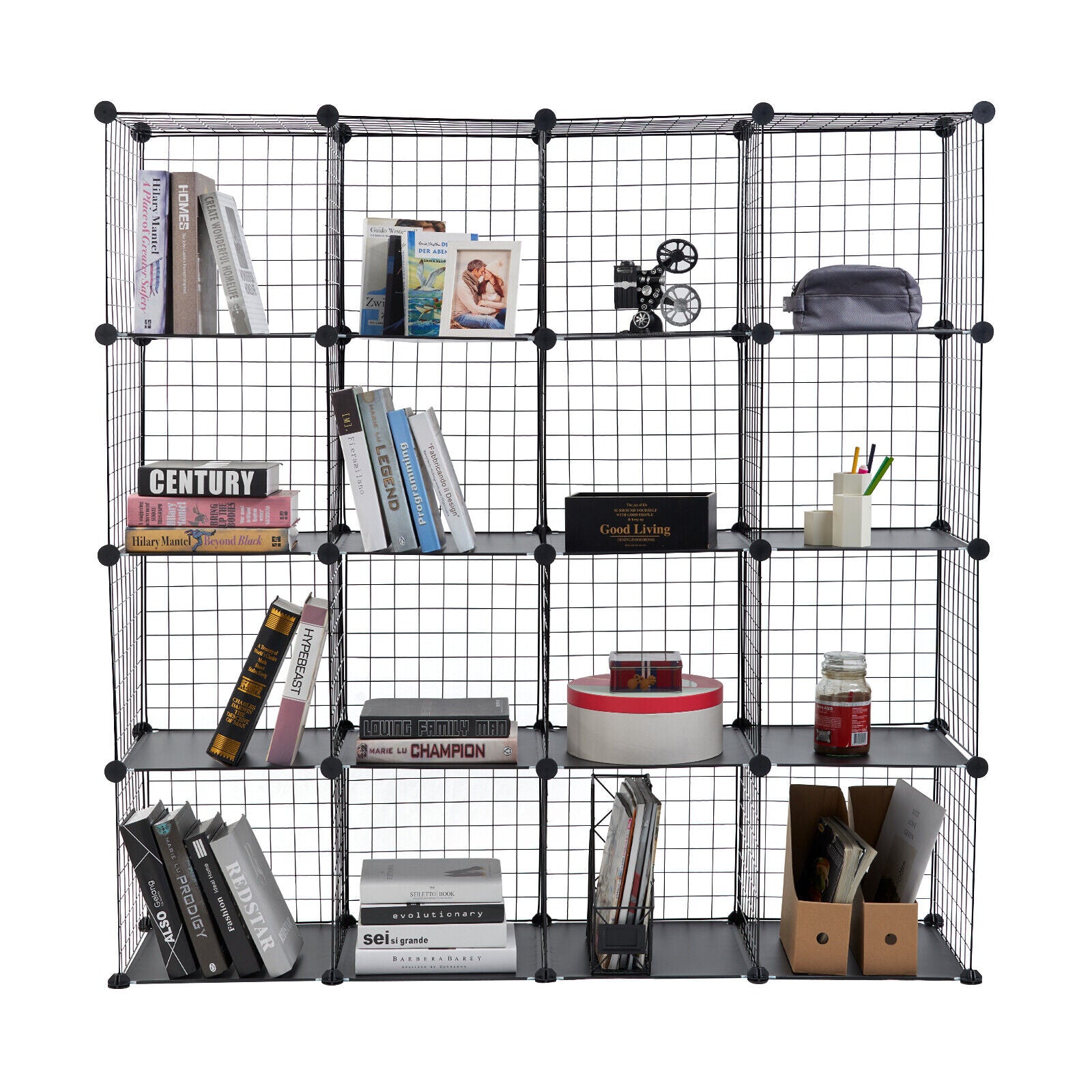 Stackable Rack Cube 16 Cube Storage Shelves Rack Metal Wire Interlocking Display Stackable ...