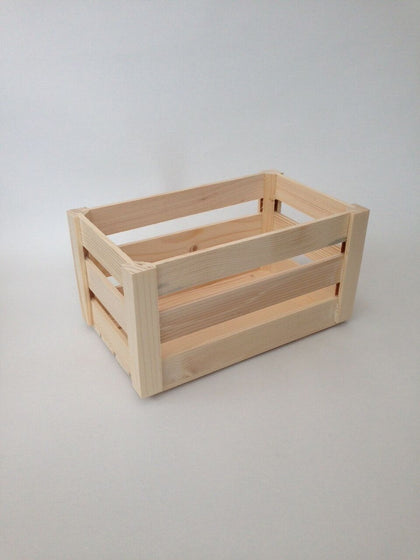 Natural Unpainted Wooden Apple Crate- Craft Box Set Storage Kitchen Container