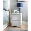 Modern White (2 Drawers) Bedside Table Cabinet - White High Gloss