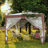 Mondeer Garden Gazebo Pivillion Shelter 3M*3M 4 Sides Double Layer Canopy Beige