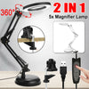 LED Desk Lamp 5X Magnifier Glass Light Stand Clamp Foldable Beauty Magnifying UK