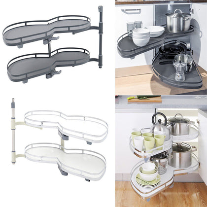 Kitchen Cabinet Cupboard Corner Pull Out Shelf Carousel Storage Rack Soft Close