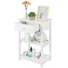 White Bedroom Bedside Table Unit Cabinet Nightstand with 1 Drawer 2 Shelves