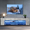 57'' High Gloss TV Stand Unit Cabinet LED Entertainment Media Storage Sideboard