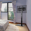 Swivel Floor TV Stand Mount With DVD Player Shelf Cantilever Bracket Space Save
