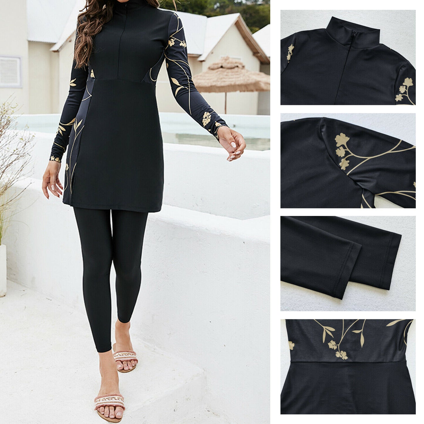 UK Full Cover Swimsuit Muslim Ladie Swimwear Modest Arab Burkini Islam Costumes