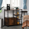 Industrial Storage Shelf Side Table Metal Frame End Desk with Cabinet & Rack