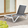 Outdoor Chaise Patio Lounge with 5-Level Adjustable Back Wheels Texteline Grey