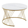 Round Nesting Coffee Table Set Modern Nesting Side End Table w/ Rattan Drawer HT