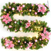 UK Christmas Garland Pine Wreath LED String Light Wedding Home In/Outdoor Decors
