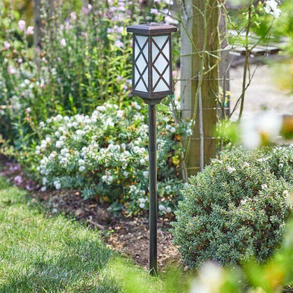 Solar Lamp Post Bollard LED Flaming Torch Path Outdoor Garden Waterproof Lights