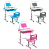 Height Adjustable Study Desk Table Chair Set Kids Children Drawing w/Lamp UK