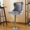 Luxury Crushed Velvet Fabric Bar Stool Knocker Button Back Gas Lift Barstool