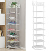 8 Tier Shoe Storage Organiser Shelf Rack Cabinet White Stand Iron Footwear Unit