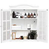 Wall-mounted Bathroom Cabinet Double Door 3 Tiers Medicine Storage Organizer