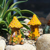 Solar Garden Mushroom Lights Resin Sunflowers Tree House Figurine Lamp Ornaments