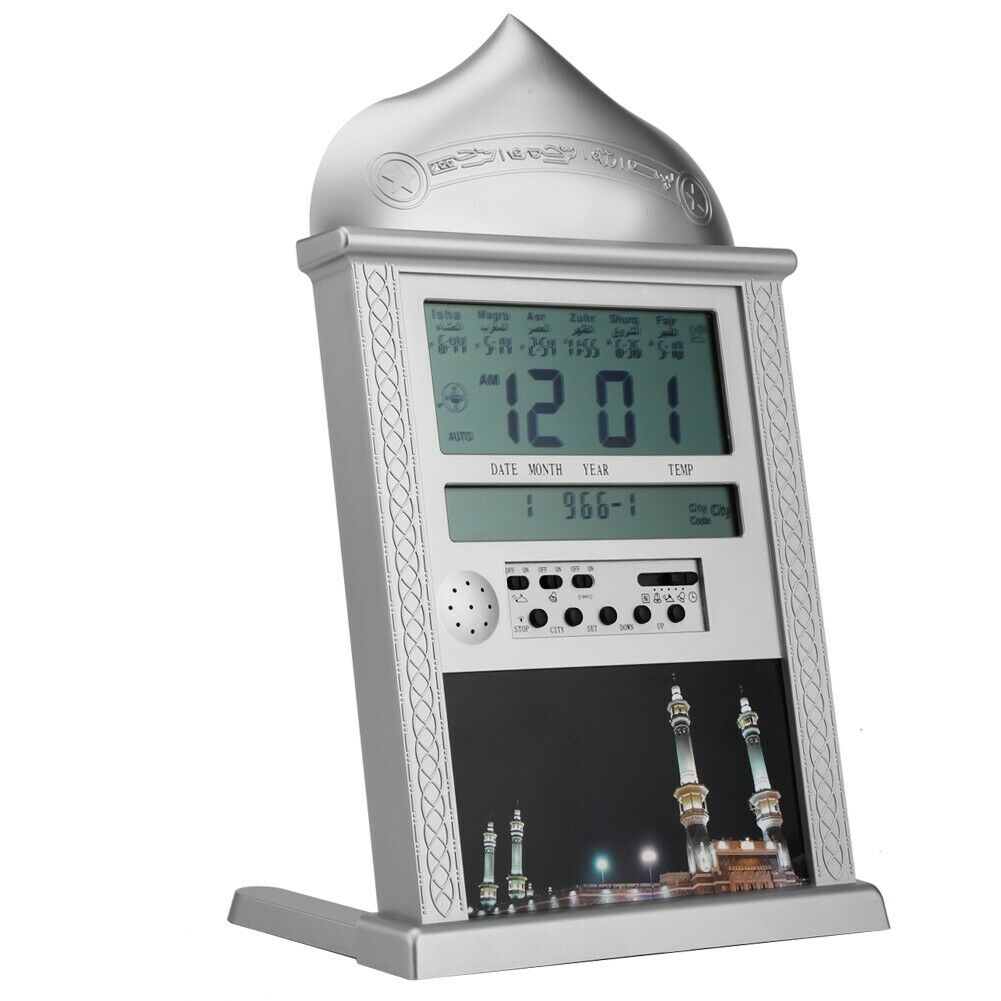 LCD Azan Adhan Clock Islamic Muslim Prayer Mosque Wall Table Time Cloc ...